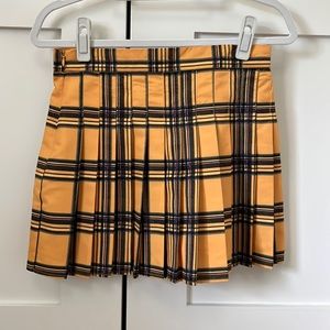 Abound Yellow Plaid Pleated Mini Skirt